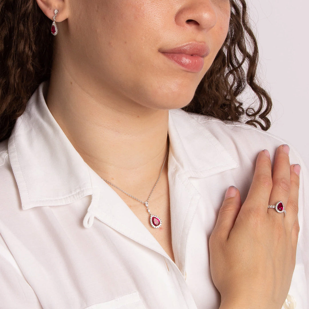 Diamonfire Teardrop and Pave Surround Ring