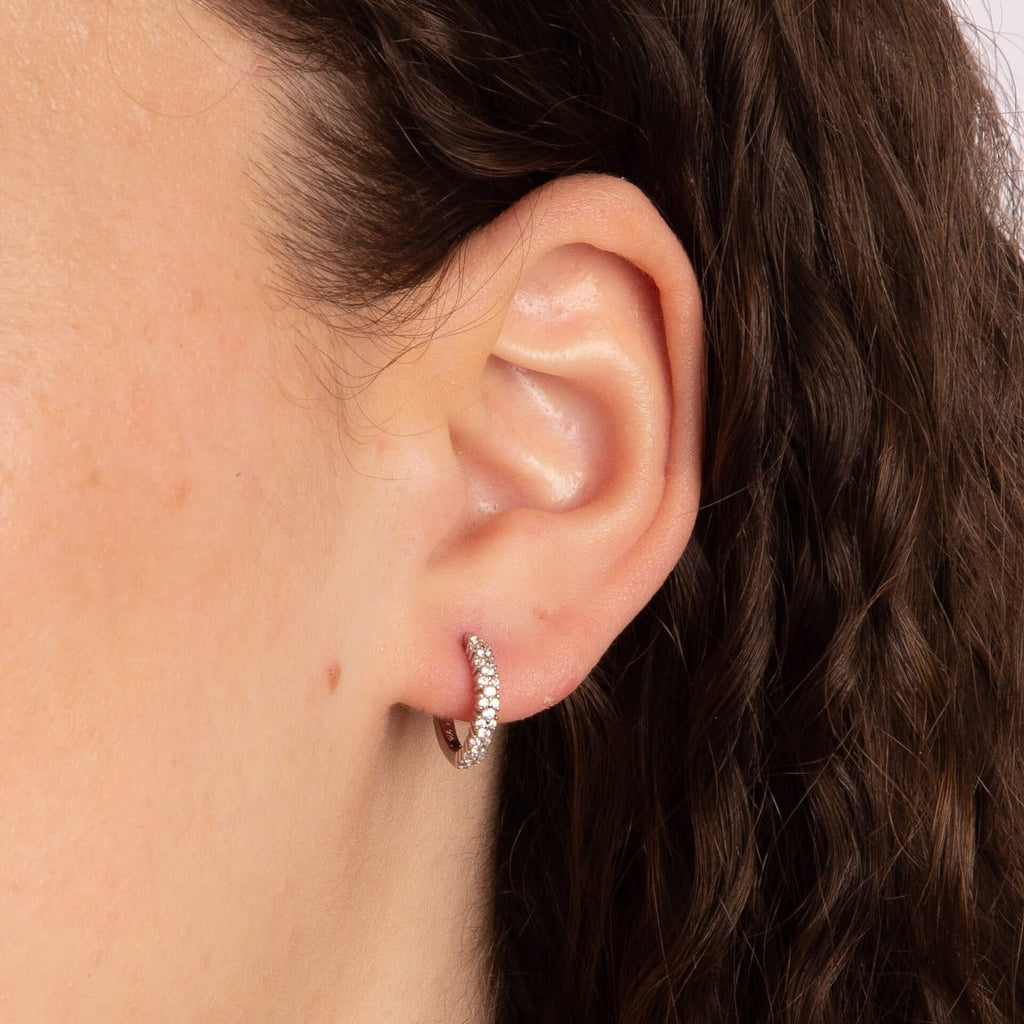 Diamonfire Dainty Pave Set Cluster Hoop Earrings