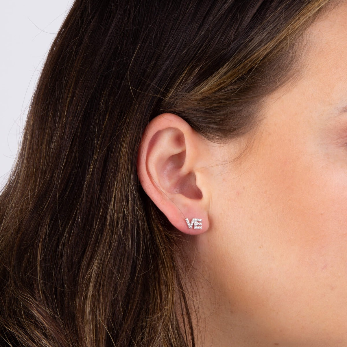 Beginnings LOVE Stud Earrings with Pave Cubic Zirconia