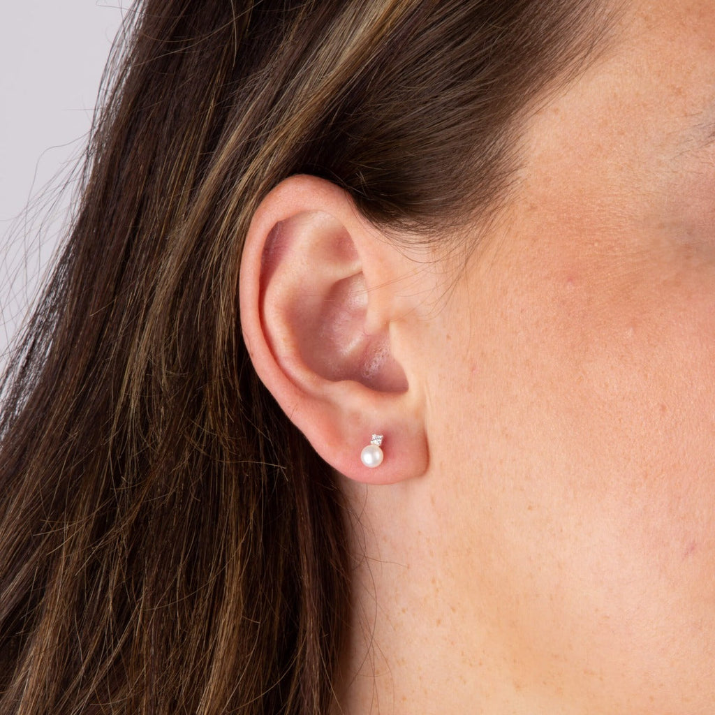 Beginnings Pearl and Cubic Zirconia Stud Earrings