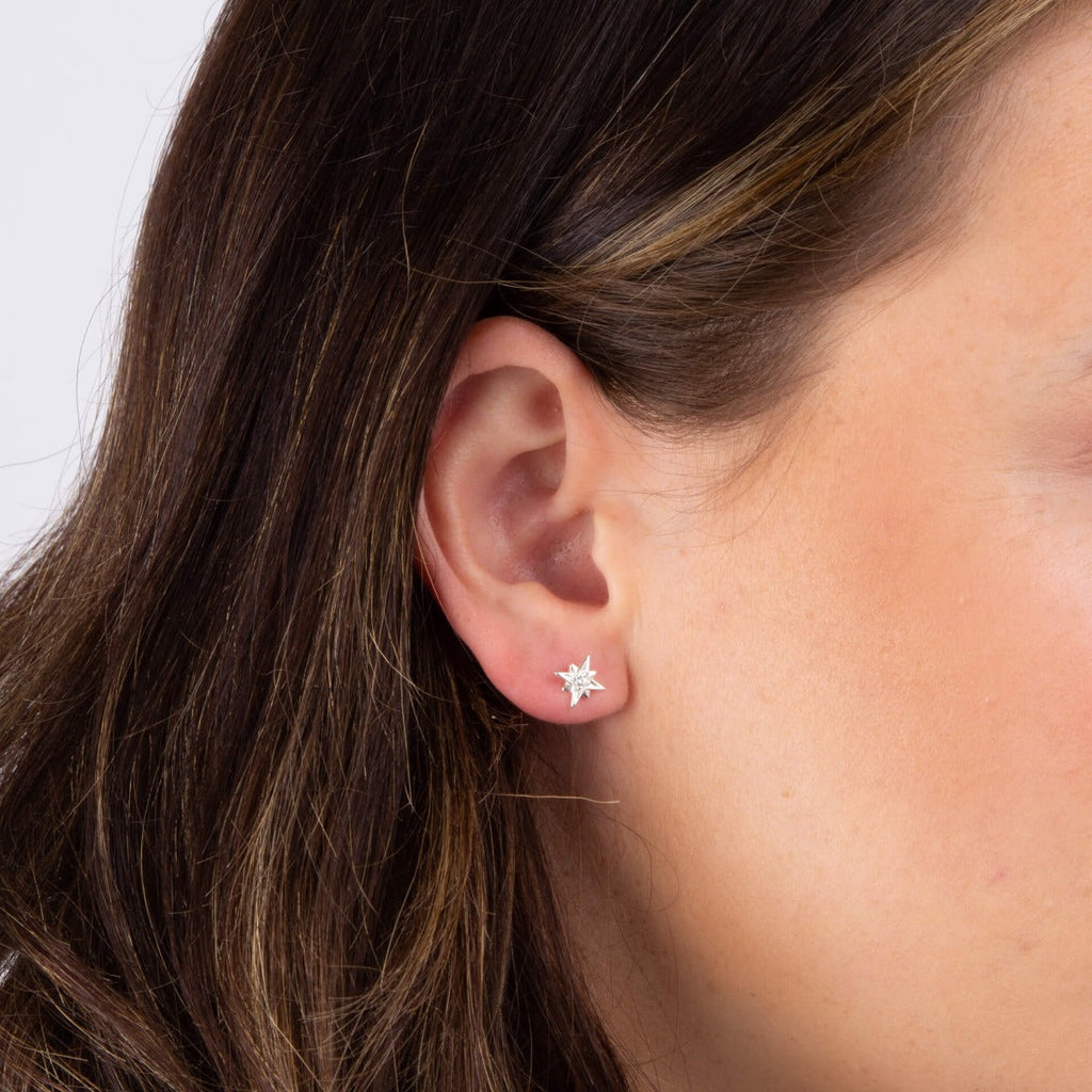 Beginnings Starburst Stud Earrings with Cubic Zirconia