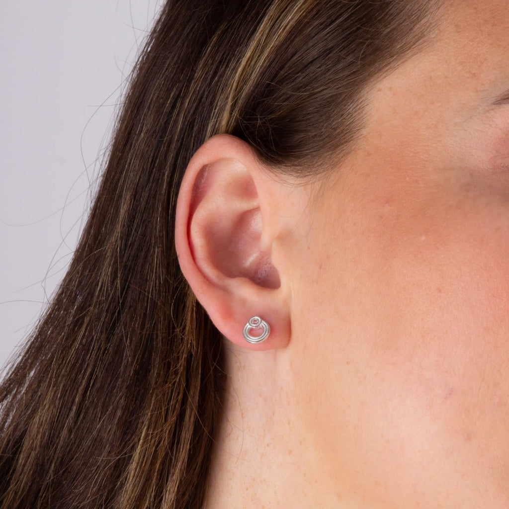 Beginnings Ridged Double Open Circle Stud Earrings