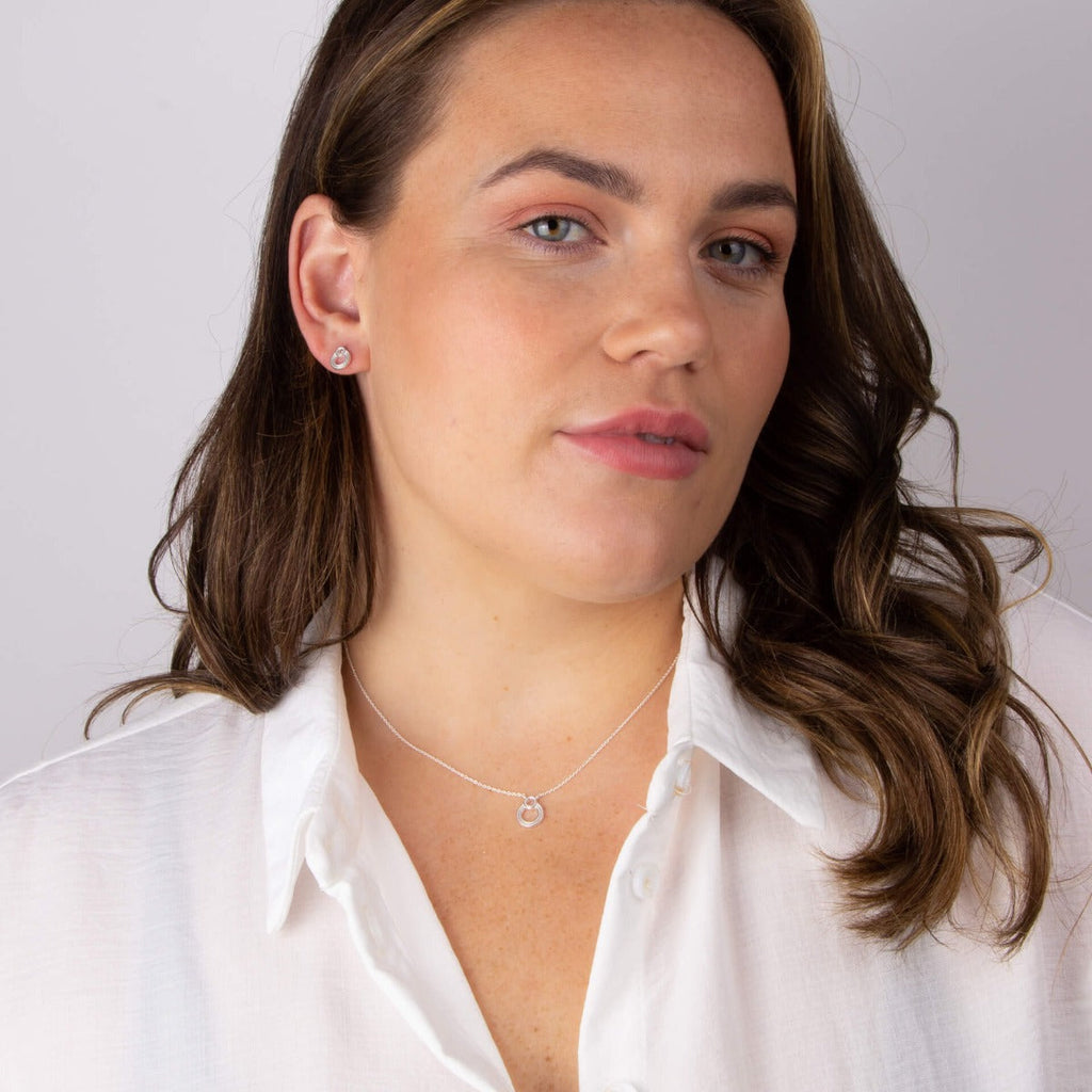 Beginnings Ridged Double Open Circle Stud Earrings