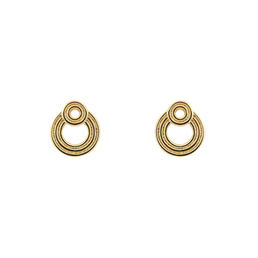 Beginnings Ridged Double Open Circle Stud Earrings