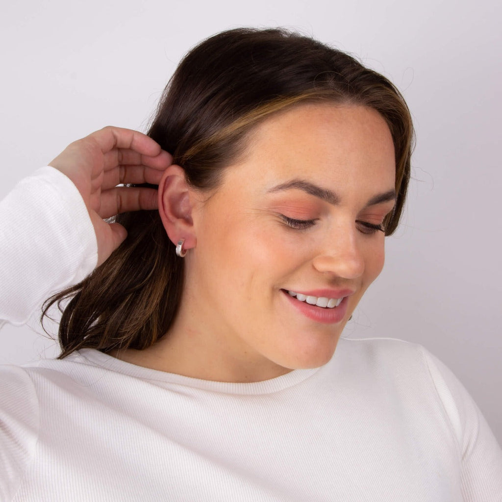 Beginnings Flat Profile Huggie Hoop Earrings