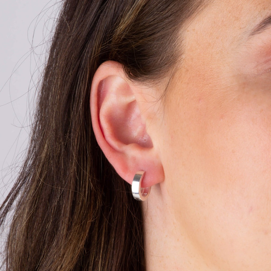 Beginnings Flat Profile Huggie Hoop Earrings