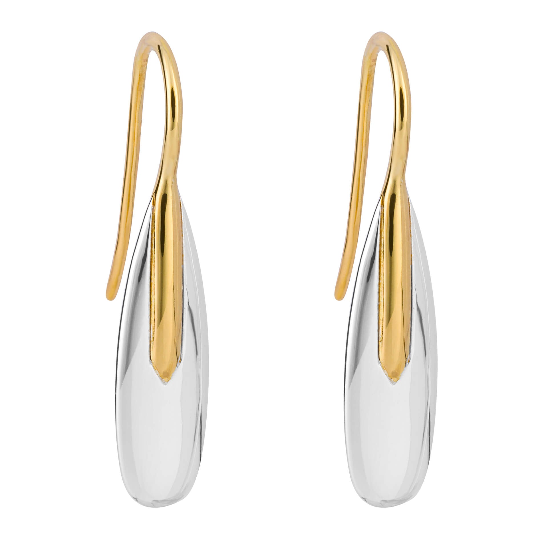 Beginnings Elongated Pebble Drop Earrings with Yellow Gold Plating