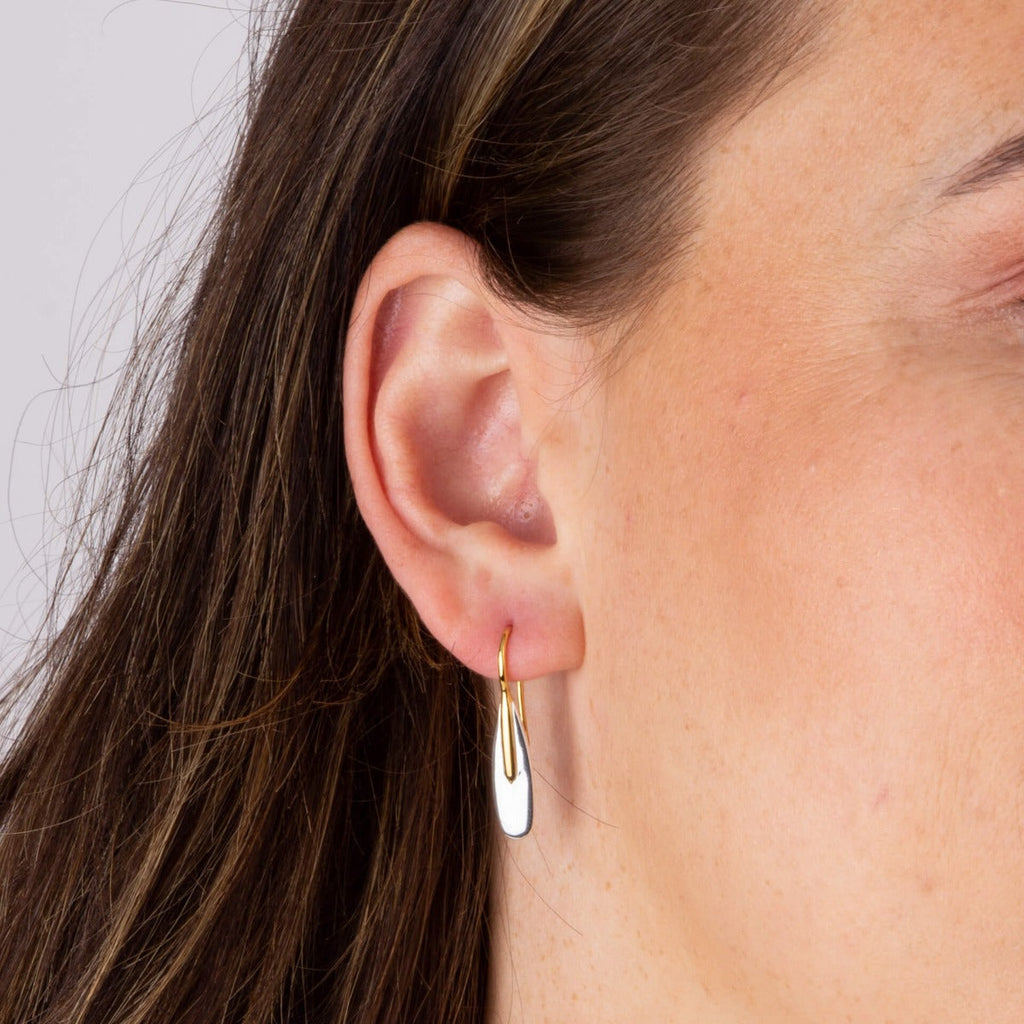 Beginnings Elongated Pebble Drop Earrings with Yellow Gold Plating