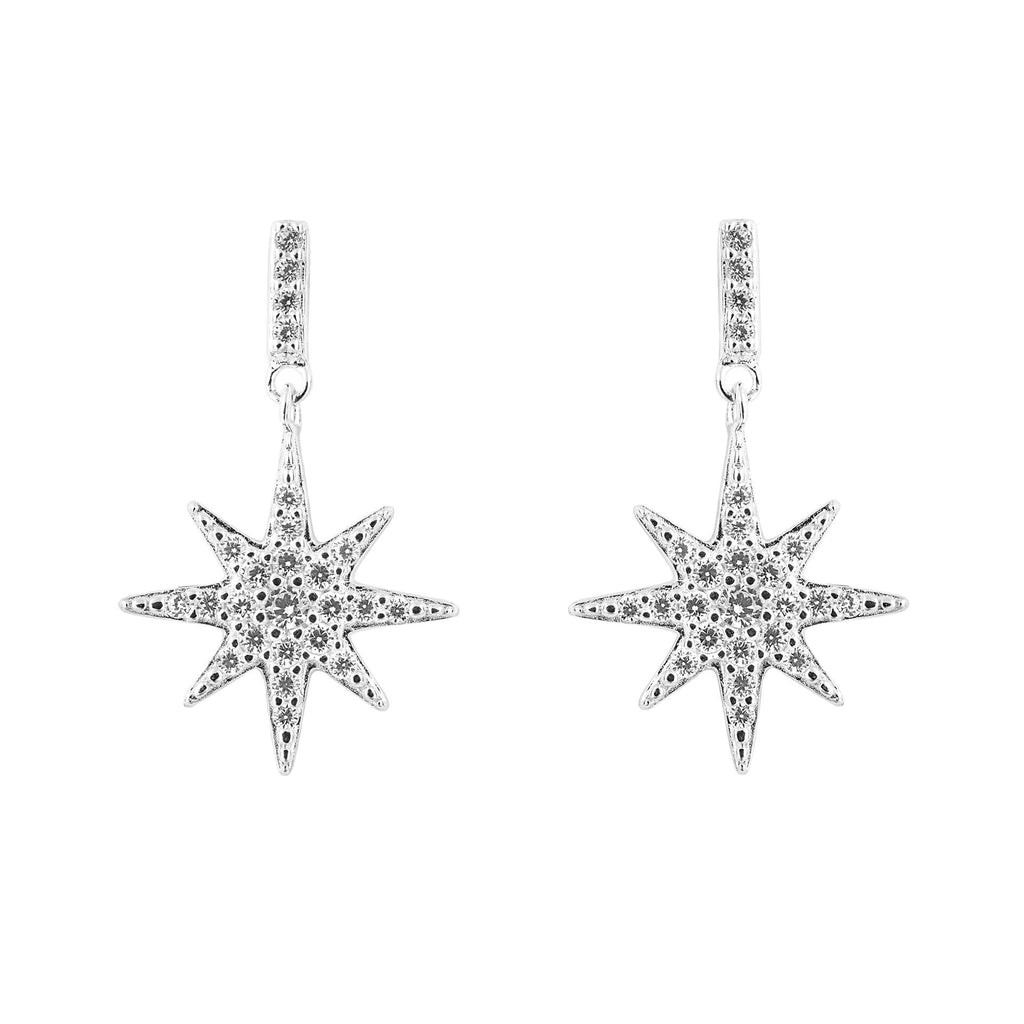 Beginnings Starburst Drop Earrings with Pave Cubic Zirconia