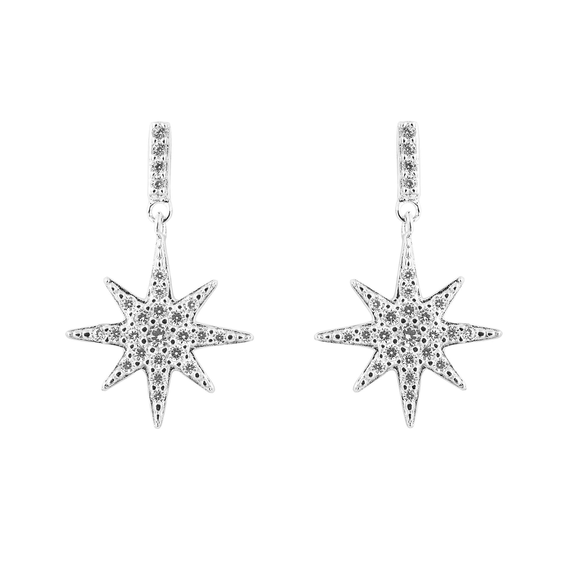 Beginnings Starburst Drop Earrings with Pave Cubic Zirconia