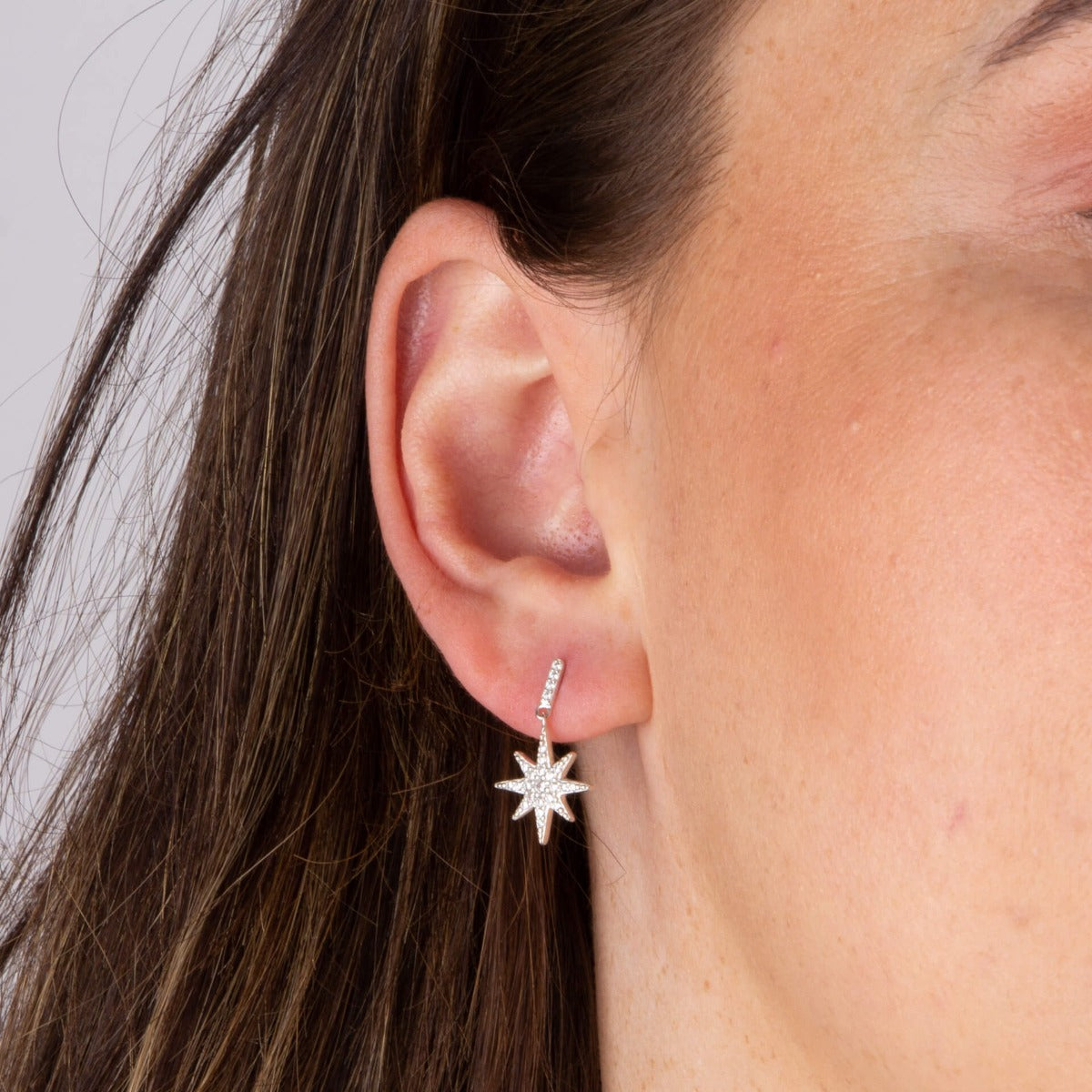 Beginnings Starburst Drop Earrings with Pave Cubic Zirconia