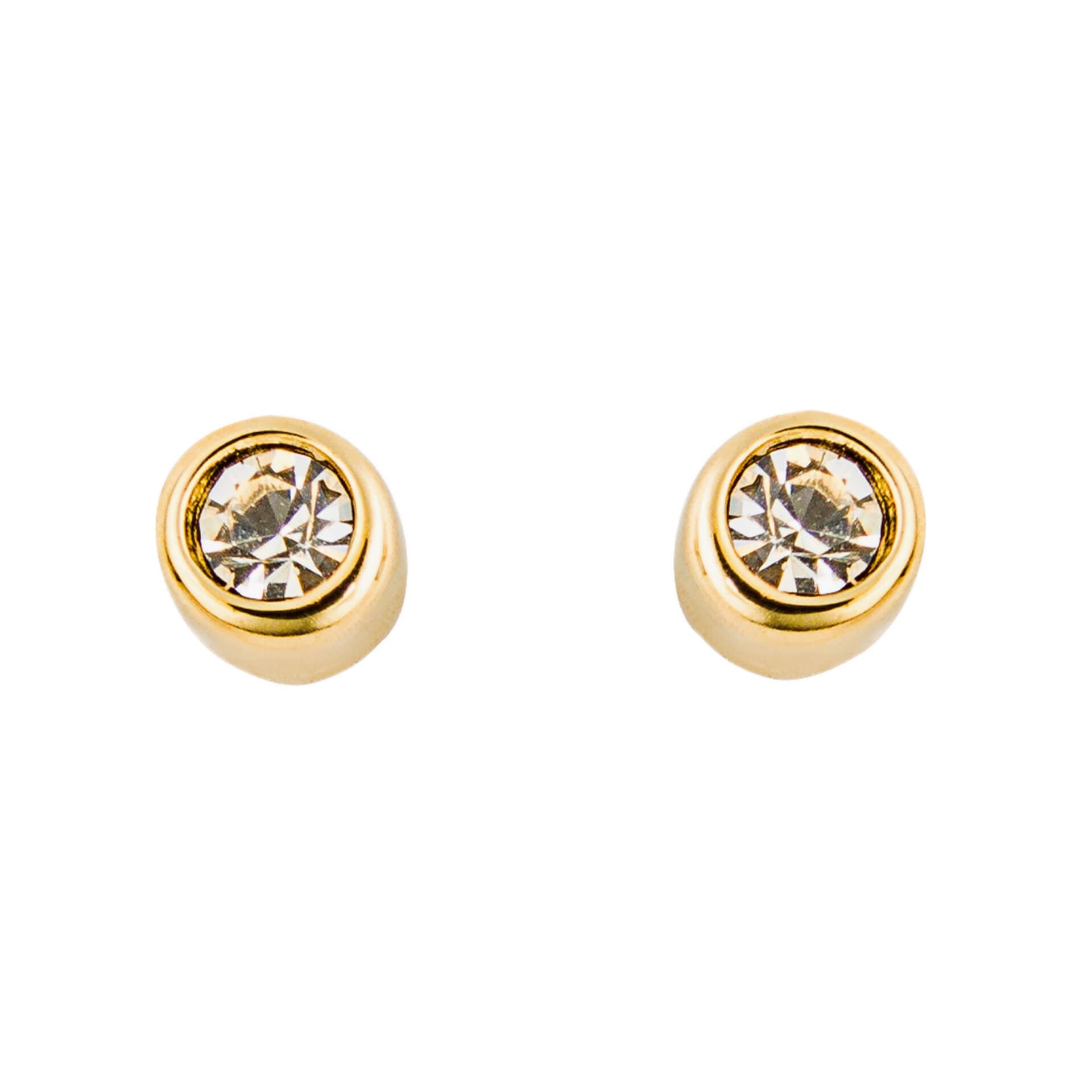 Beginnings Small Stud Earrings with Clear Crystal and Yellow Gold Plating