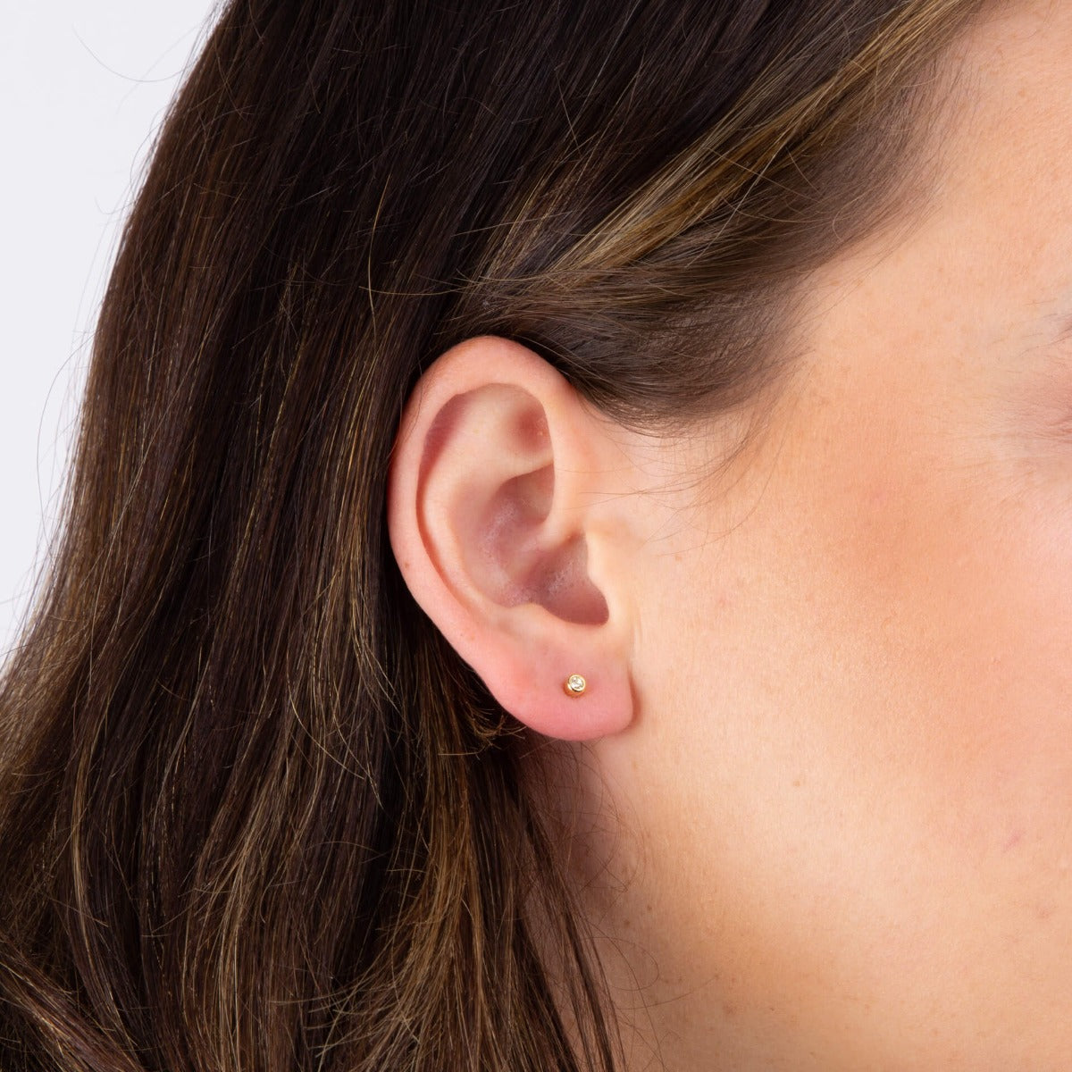 Beginnings Small Stud Earrings with Clear Crystal and Yellow Gold Plating