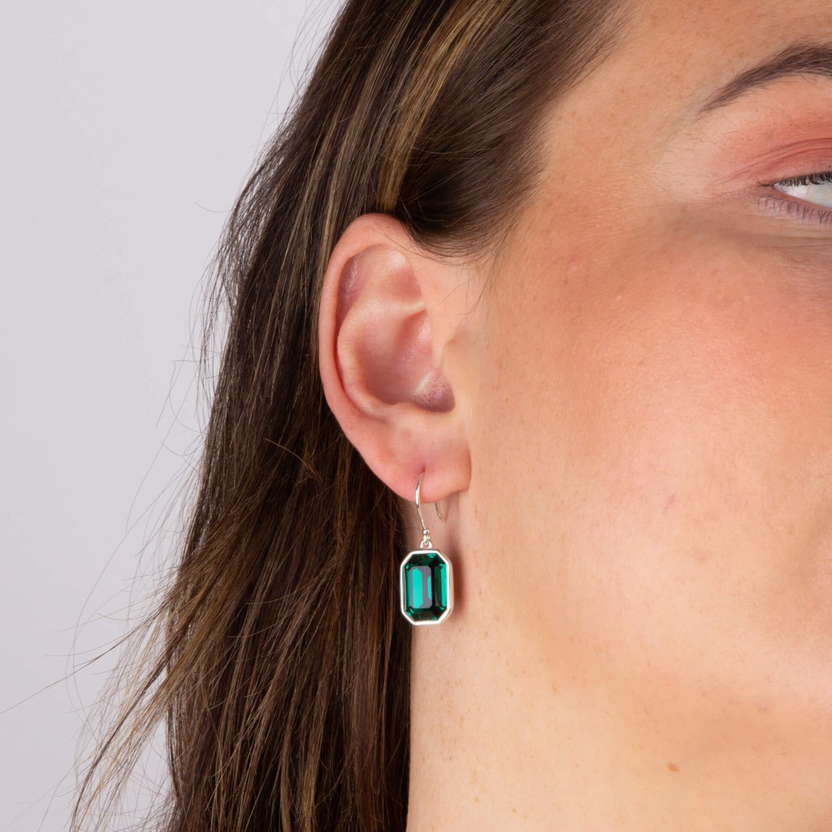 Beginnings Elongated Octagon Crystal Drop Earrings