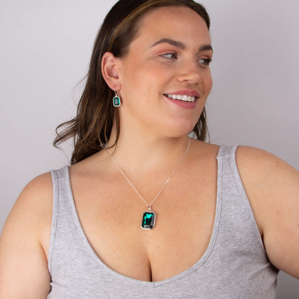 Beginnings Elongated Octagon Crystal Drop Earrings
