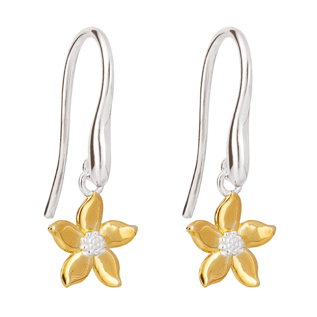 Beginnings Jasmine Flower Drop Earrings with Yellow Gold Plating