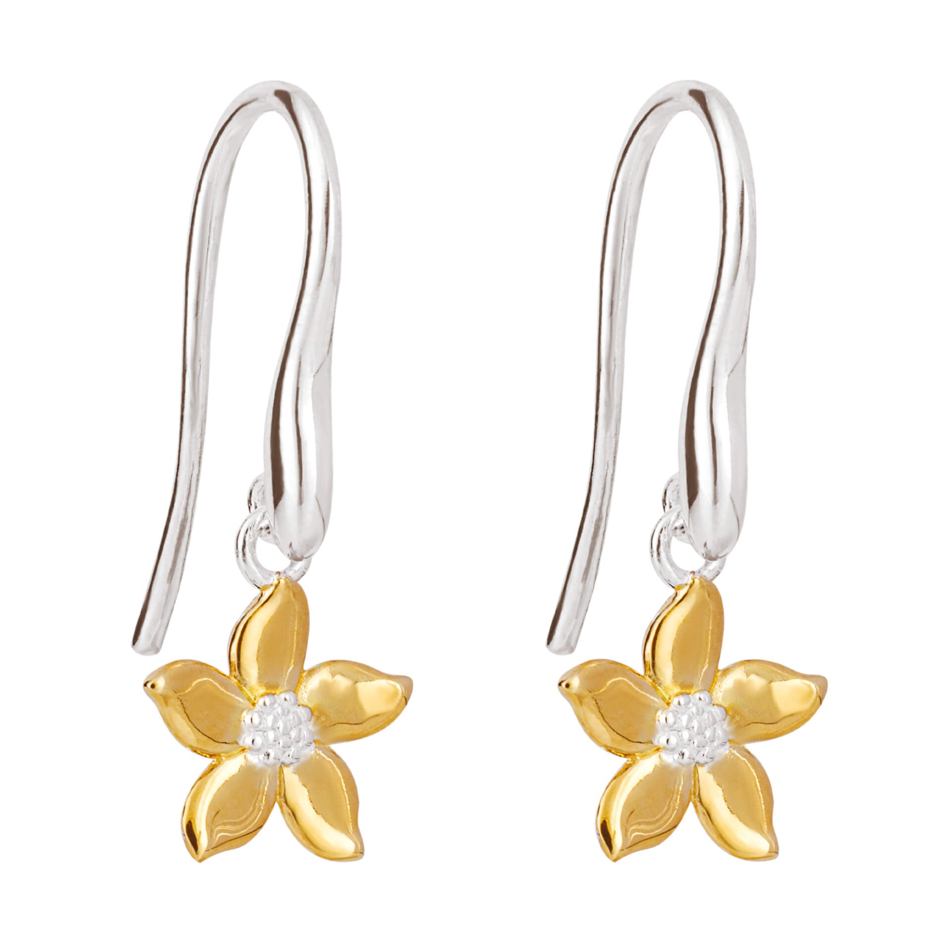 Beginnings Jasmine Flower Drop Earrings with Yellow Gold Plating