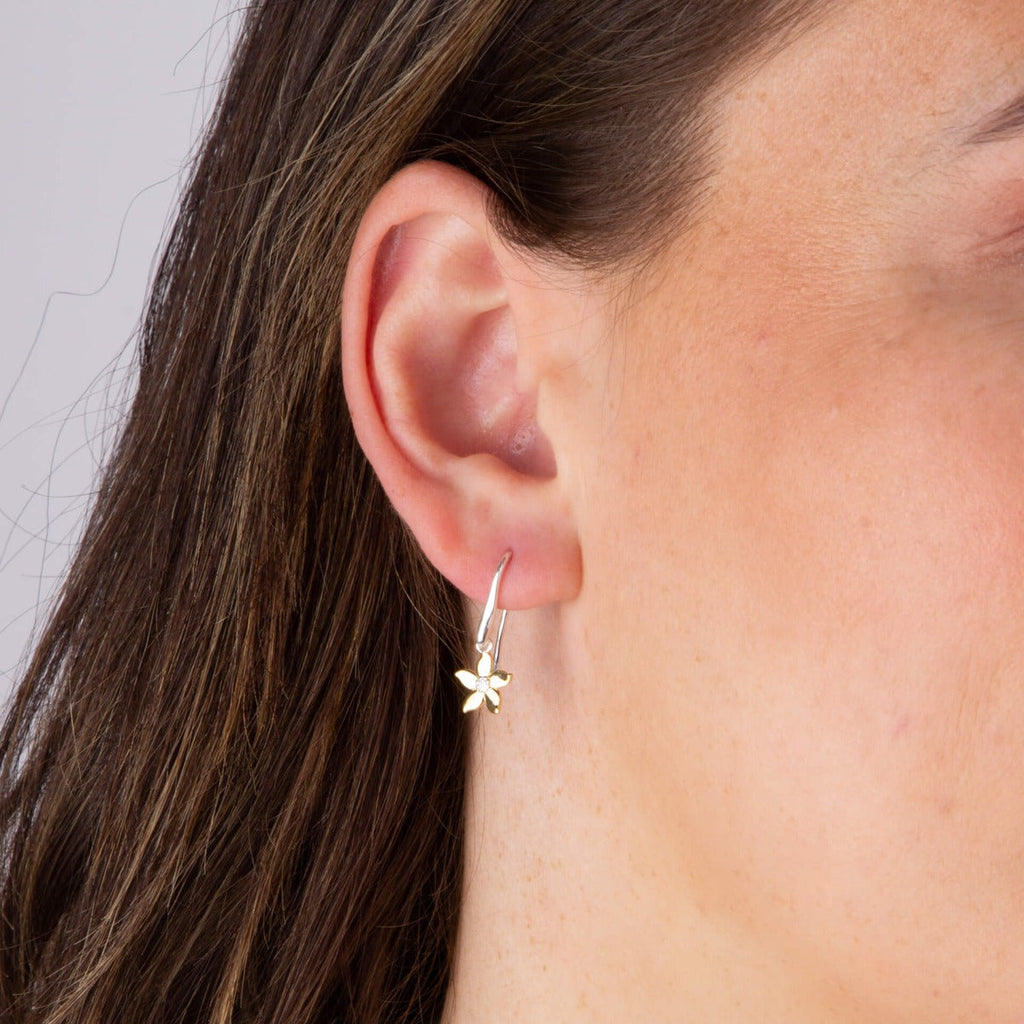 Beginnings Jasmine Flower Drop Earrings with Yellow Gold Plating