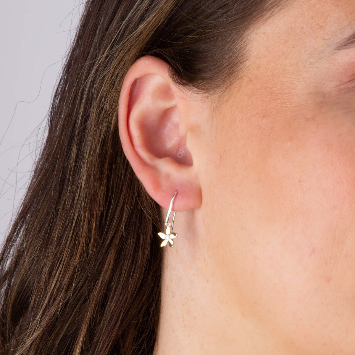Beginnings Jasmine Flower Drop Earrings with Yellow Gold Plating