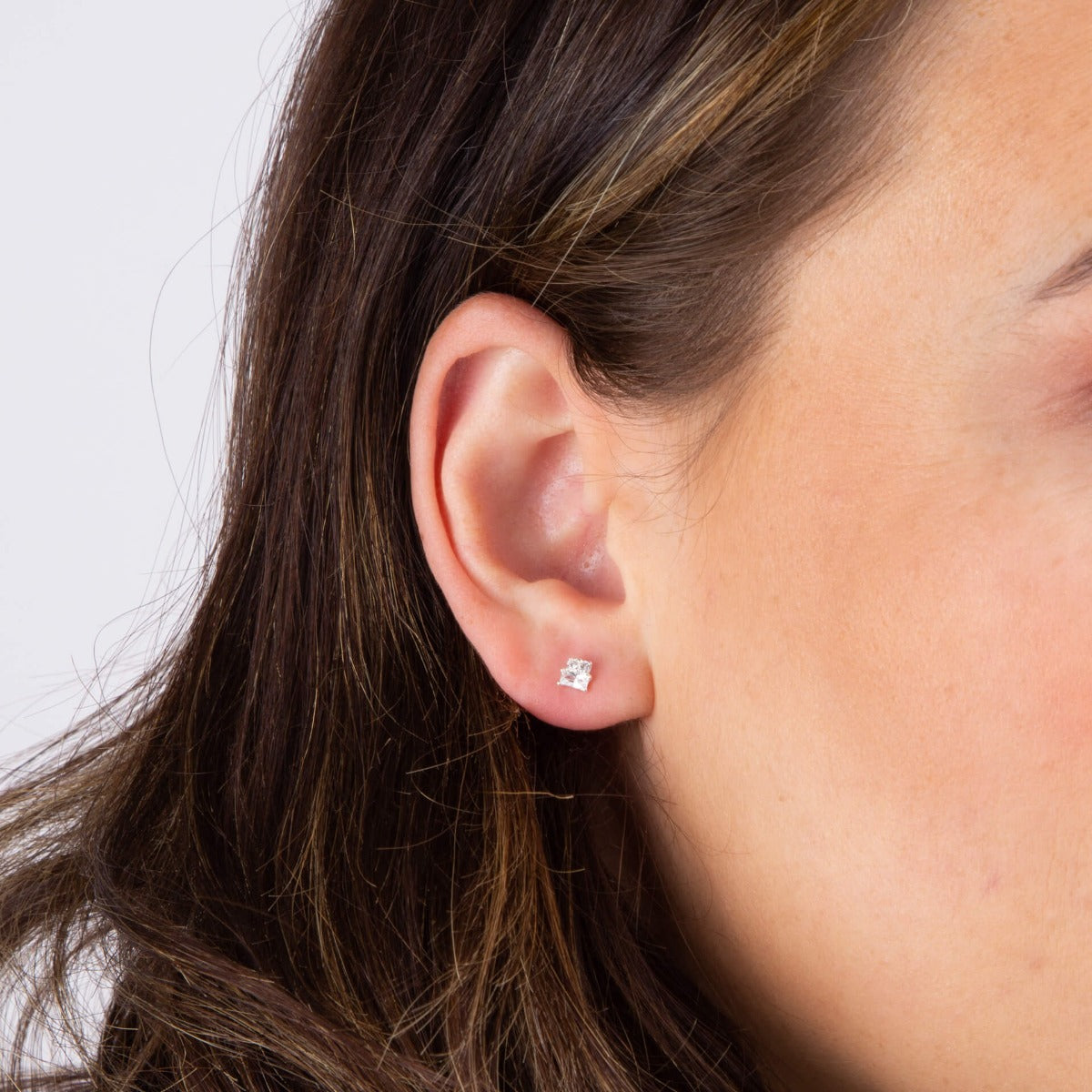 Beginnings Baguette and Round Cubic Zirconia Stud Earrings