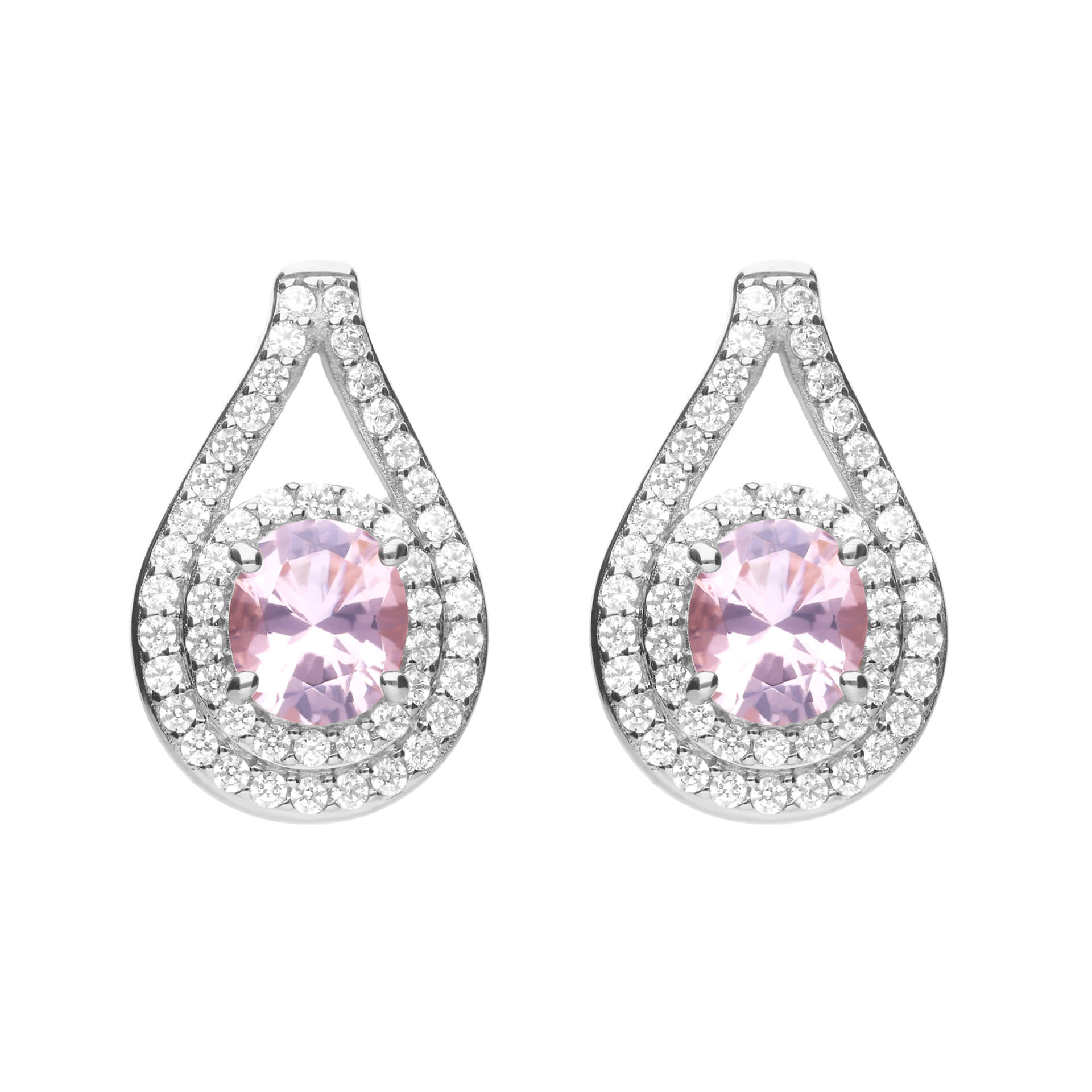 Diamonfire Teardrop Pink Zirconia Stud Earrings