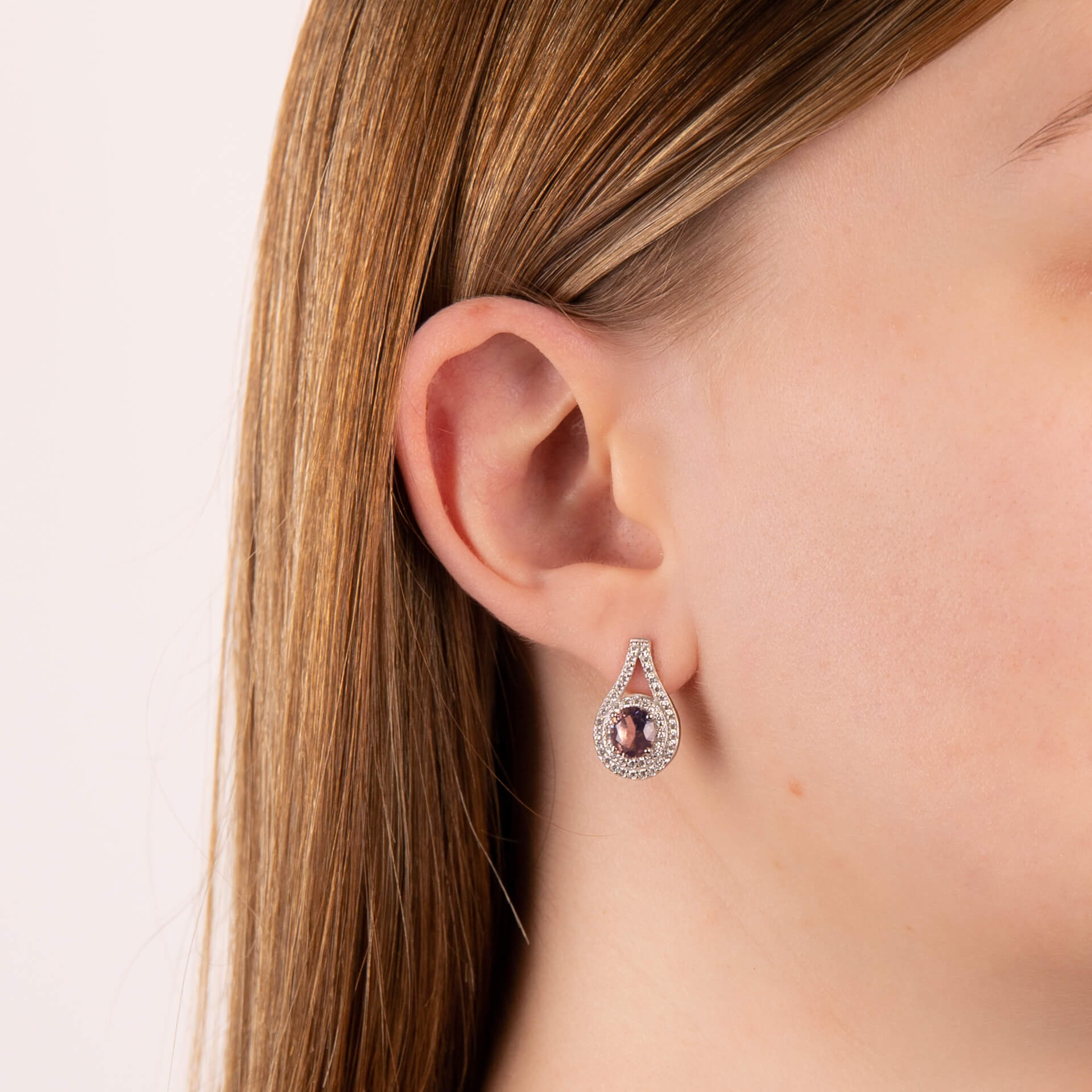 Diamonfire Teardrop Pink Zirconia Stud Earrings