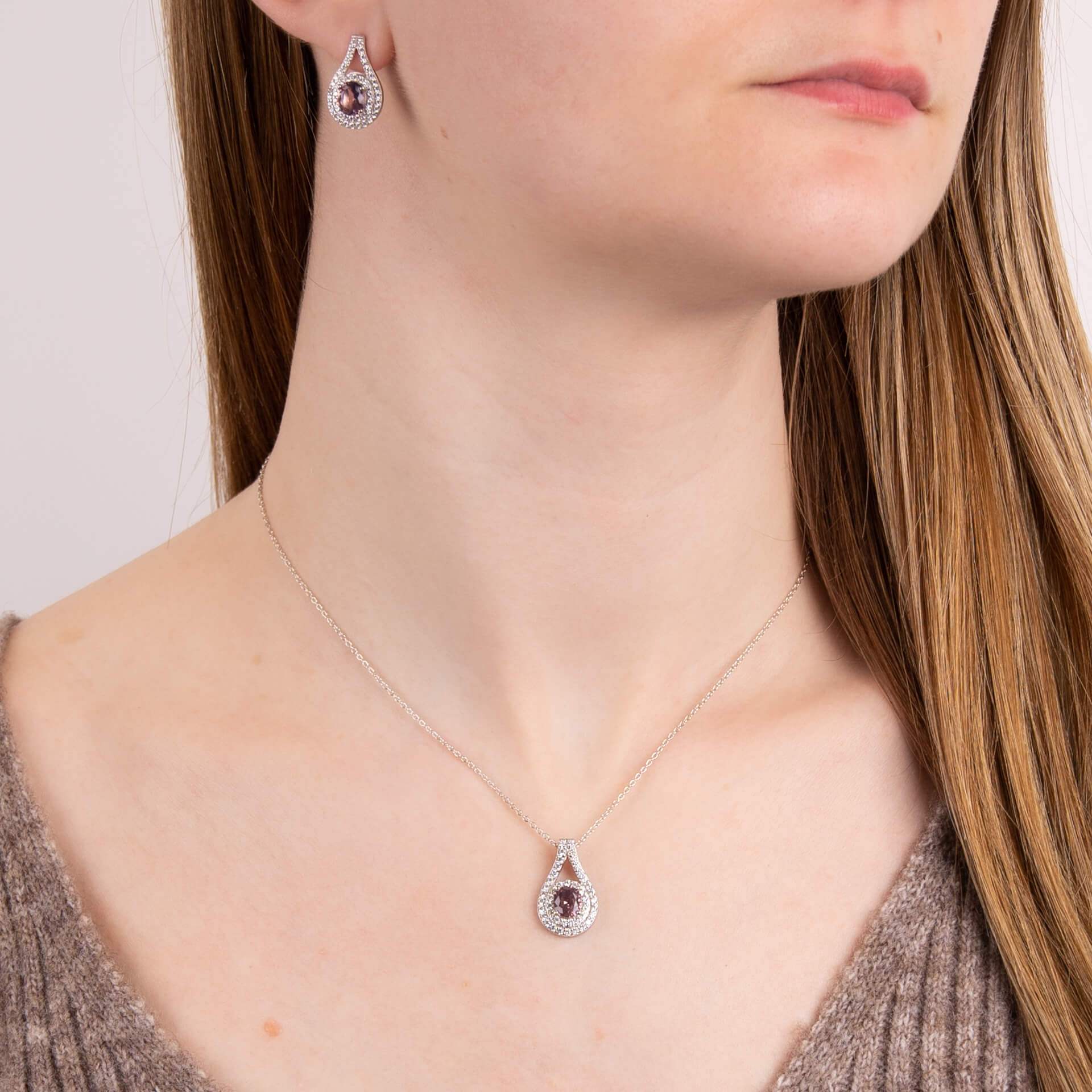 Diamonfire Teardrop Pink Zirconia Stud Earrings