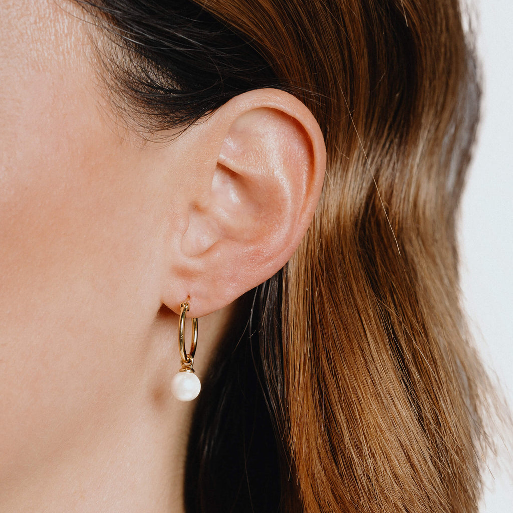 Diamonfire Assembled Hoop Earrings with Shell Pearl
