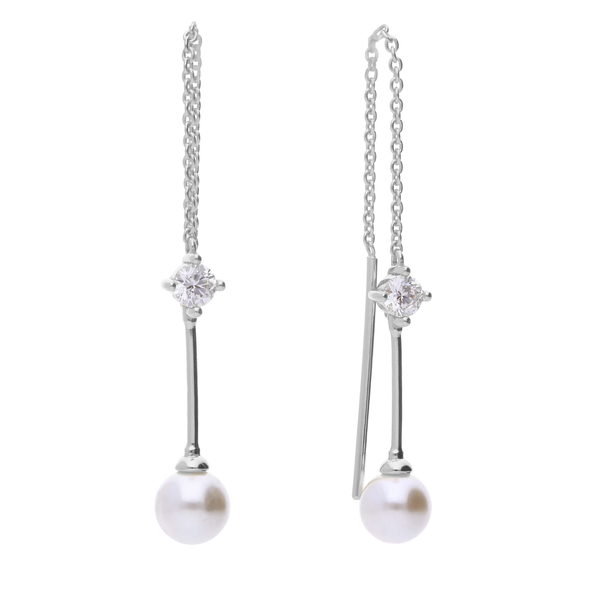 Diamonfire Pull Through Chain Drop Earrings