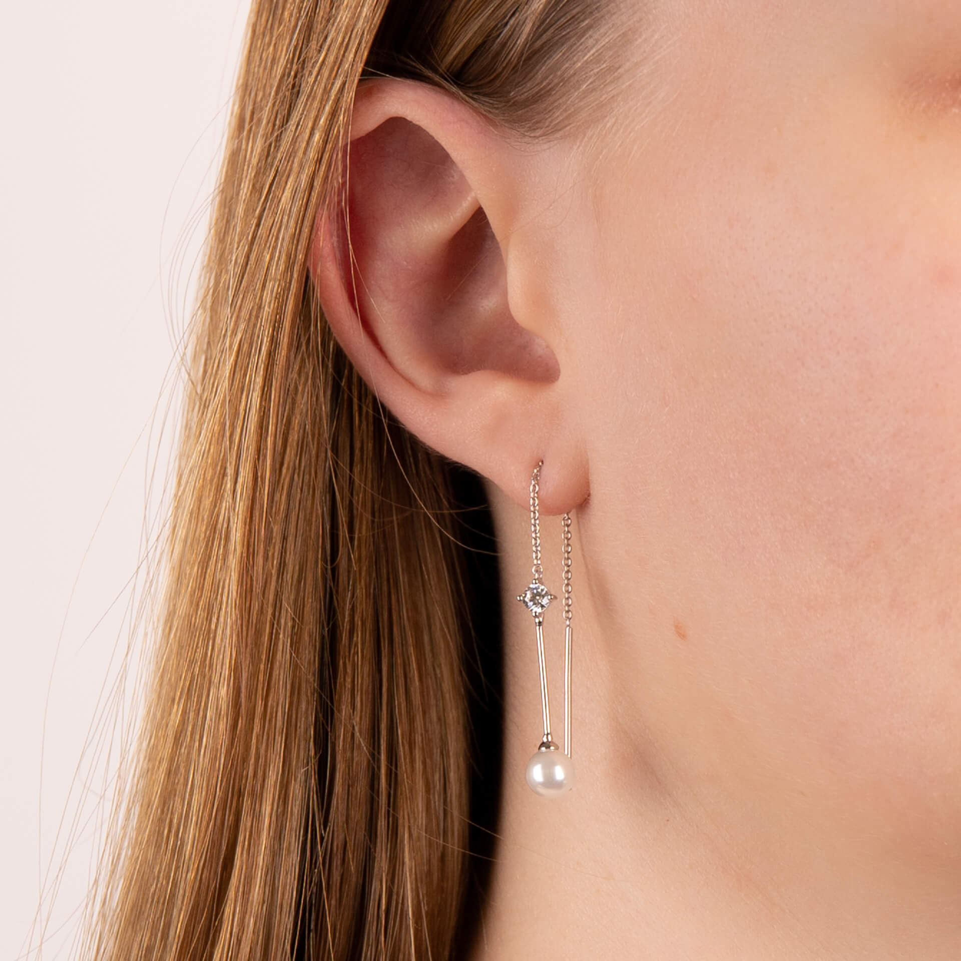 Diamonfire Pull Through Chain Drop Earrings