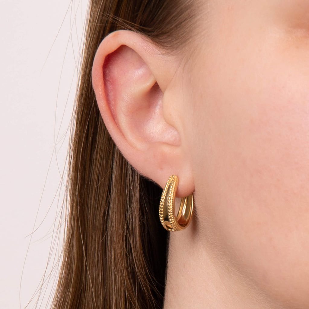 Beginnings Milgrain Edge Chunky Hoop Earrings