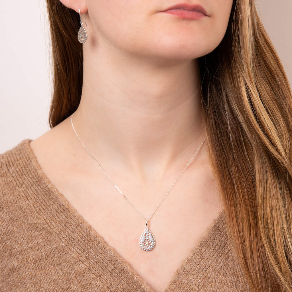 Beginnings Cut Out Lace Pattern Pendant