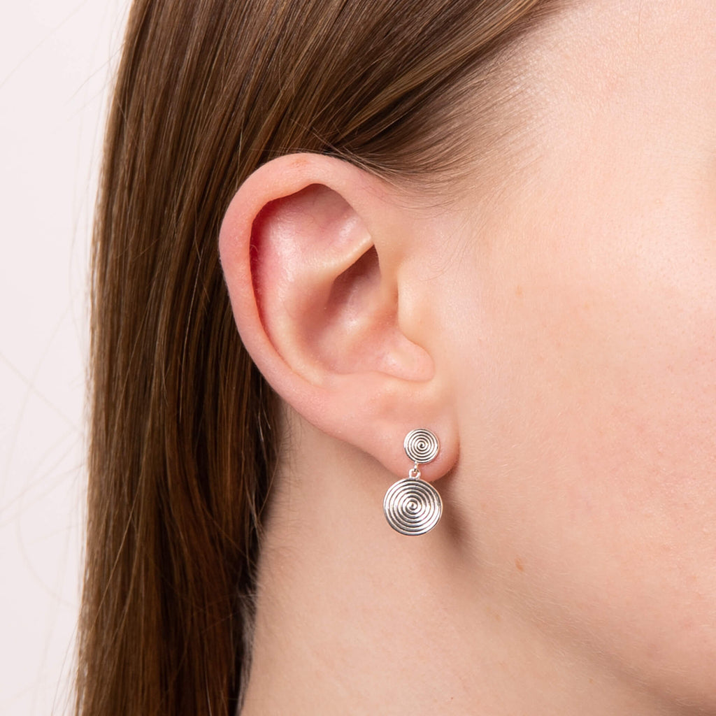 Beginnings Double Spiral Disc Drop Earrings