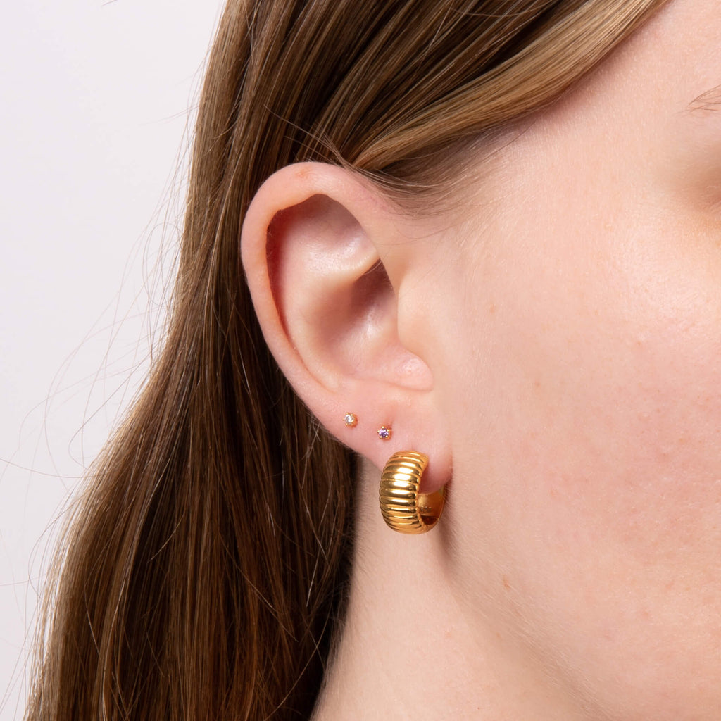 Beginnings Textured Ridges Hoop Earrings