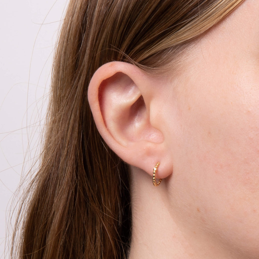 Beginnings Beaded Hoop Earrings with Cubic Zirconia