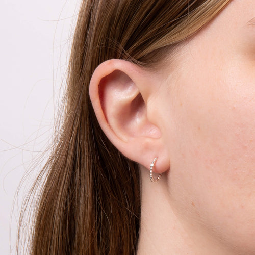 Beginnings Beaded Hoop Earrings with Cubic Zirconia