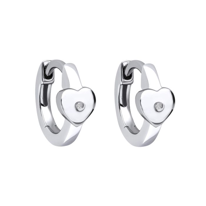 D for Diamond Earrings E6394 Children's Diamond Heart Hoop Earrings