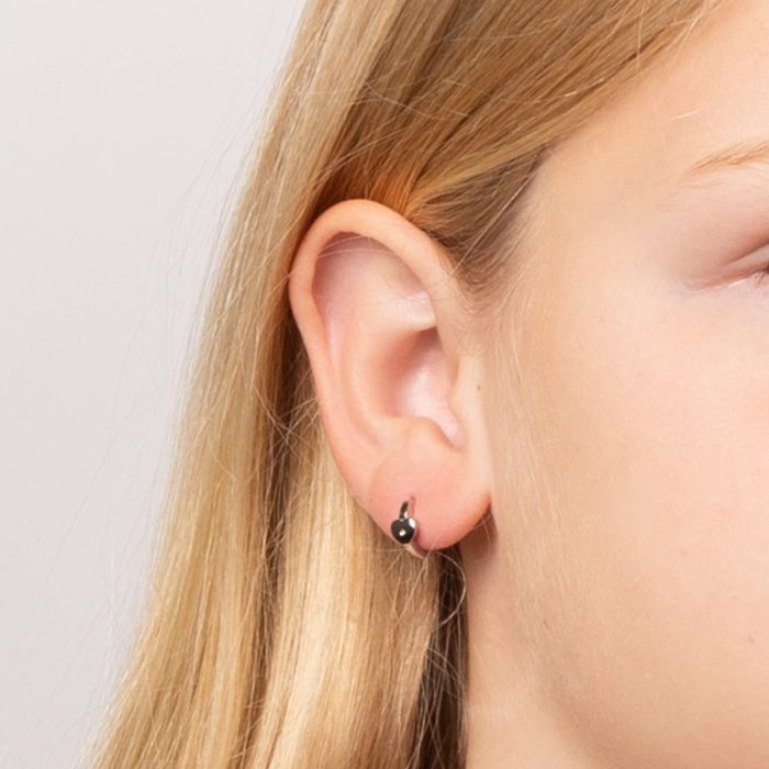 D for Diamond Earrings E6394 Children's Diamond Heart Hoop Earrings