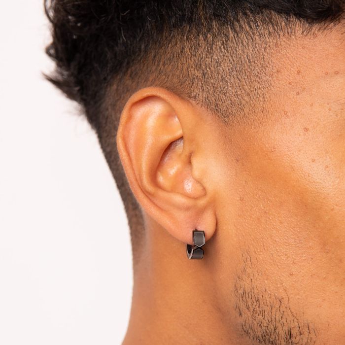 Fred Bennett Gunmetal Plated Chevron Hoop Earrings