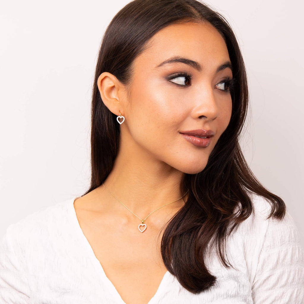 Diamonfire Pave Set Heart Drop Earrings