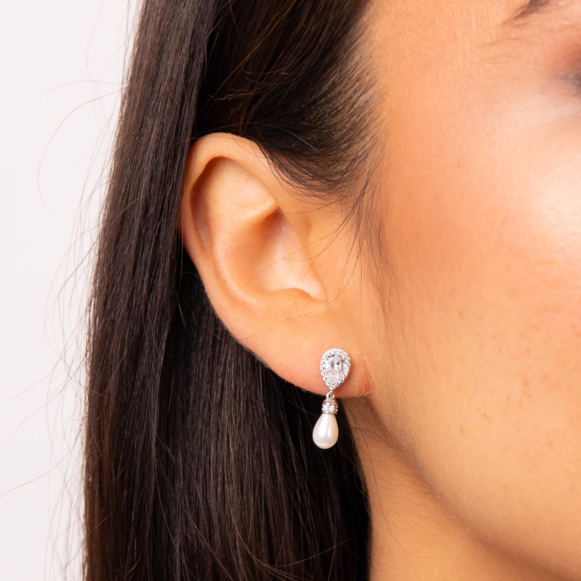 Diamonfire Teardrop Zirconia Earrings with Shell Pearl Drop