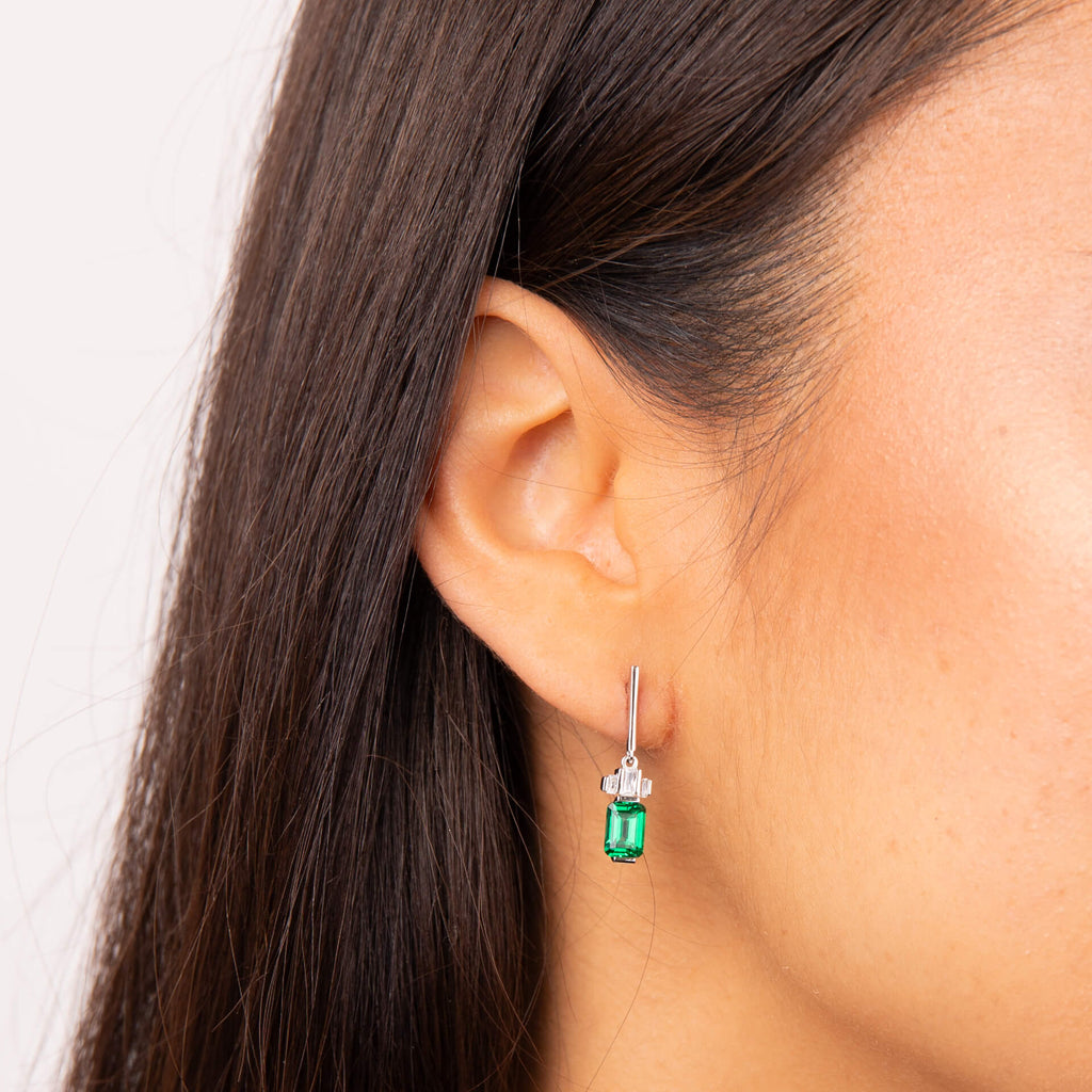 Diamonfire Emerald Cut Zirconia Drop Earrings