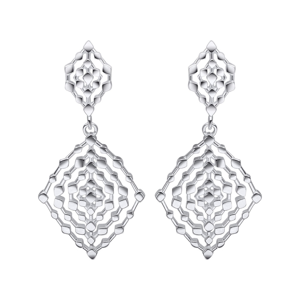 Beginnings Geometrical Lace Textured Drop Earrings