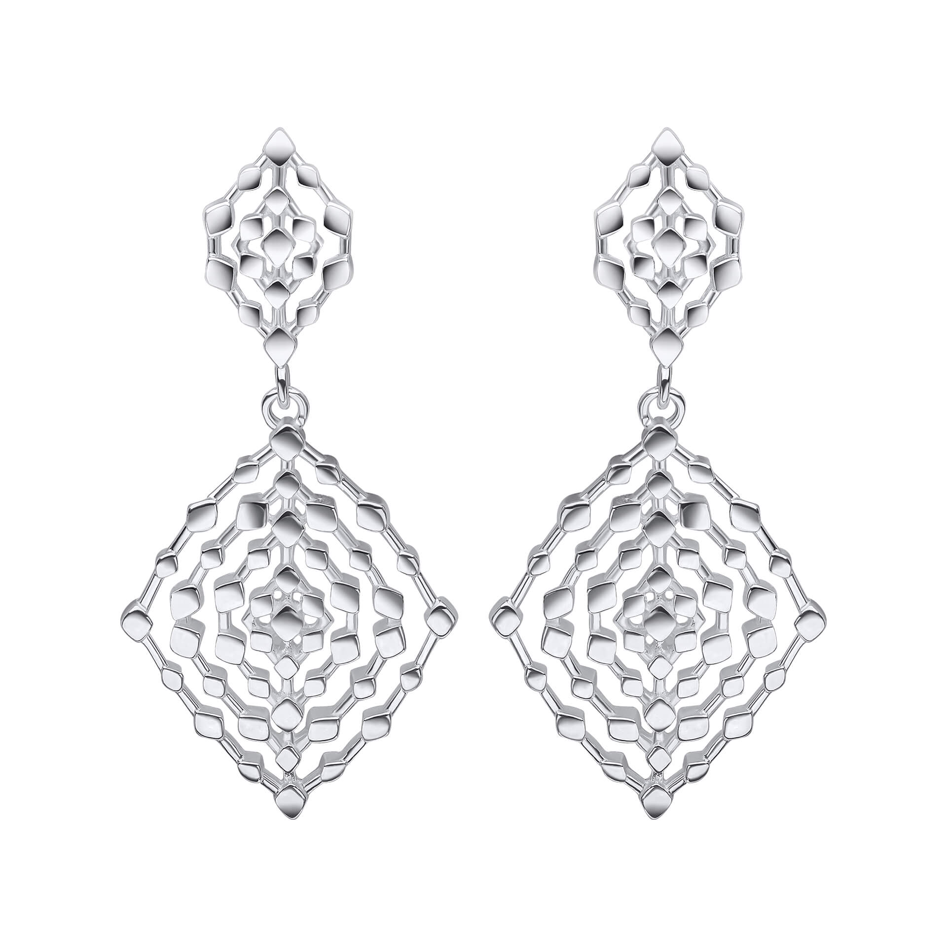Beginnings Geometrical Lace Textured Drop Earrings