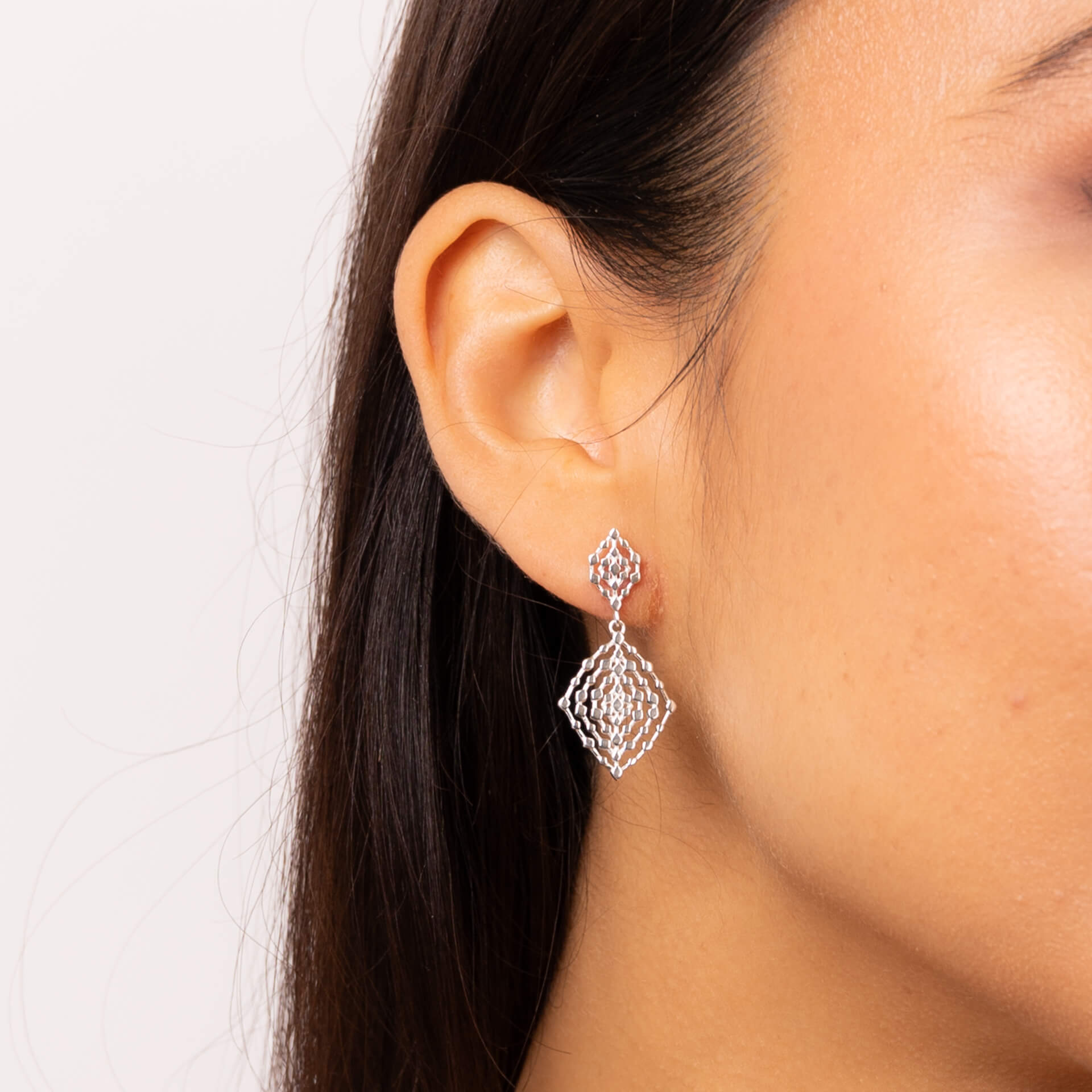 Beginnings Geometrical Lace Textured Drop Earrings