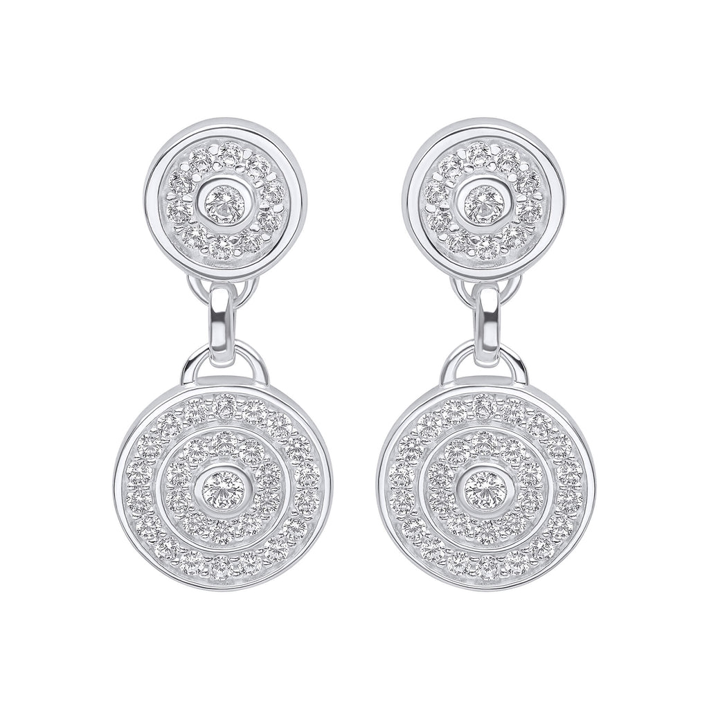 Beginnings Channel Set Circular Drop Earrings