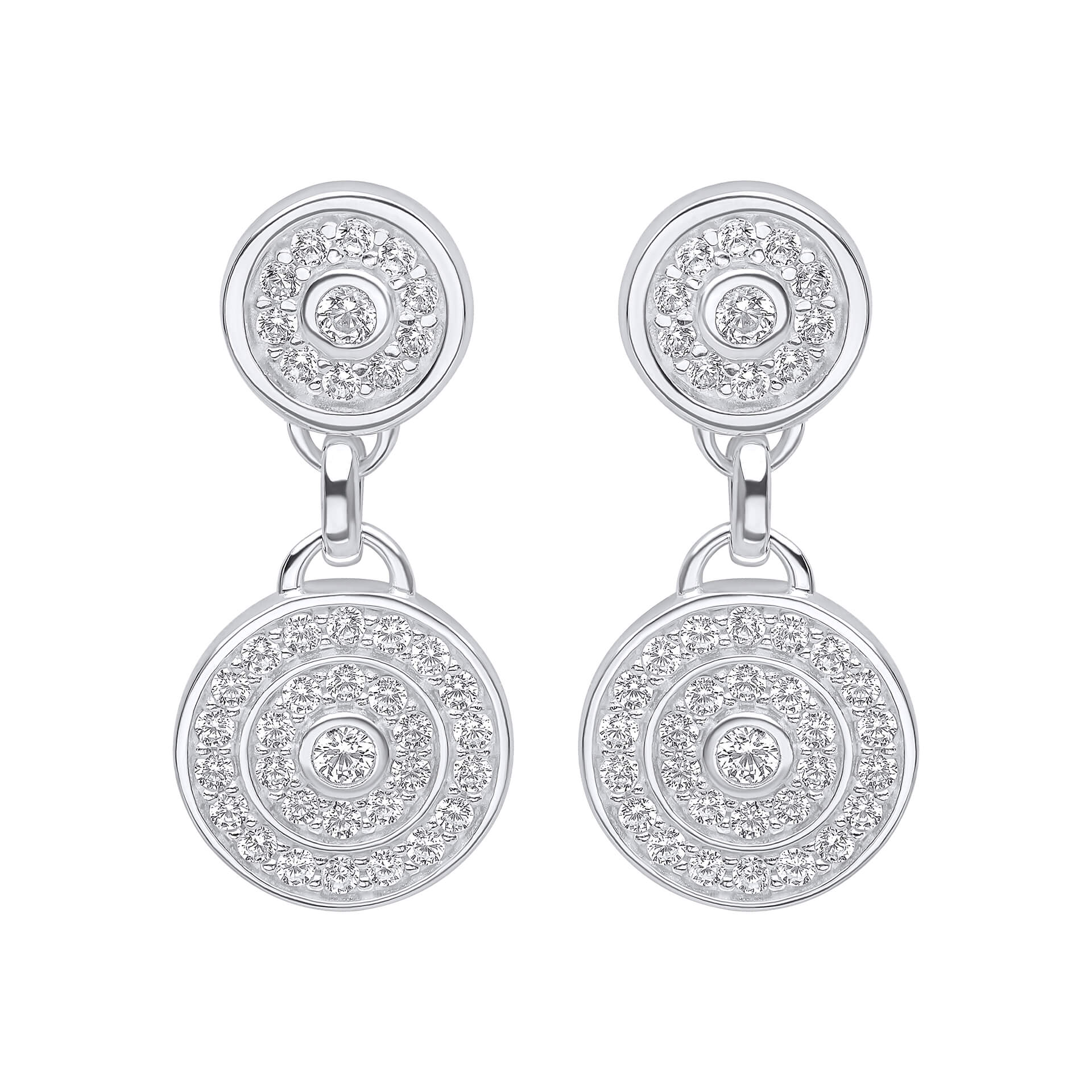 Beginnings Channel Set Circular Drop Earrings