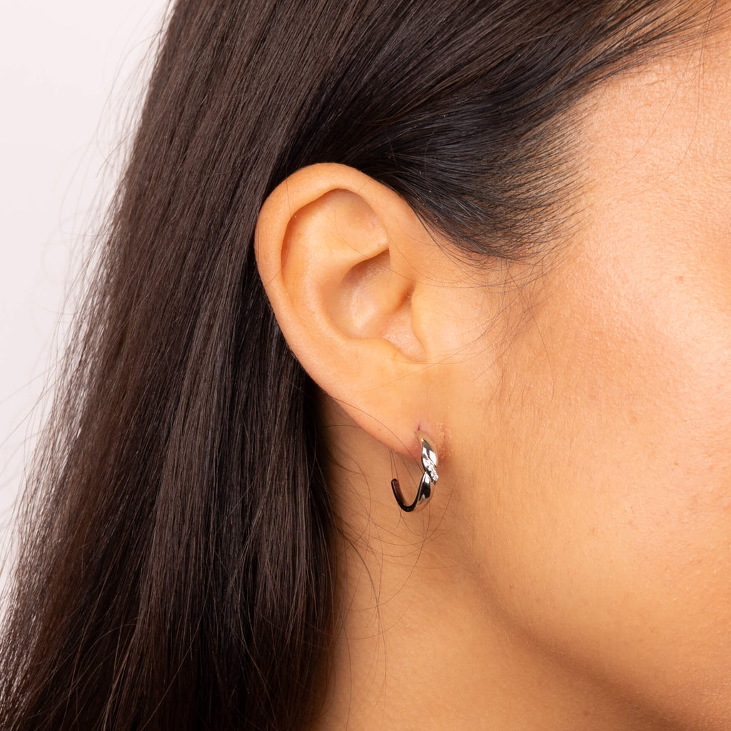 Beginnings Twist 3/4 Hoop Earrings with Cubic Zirconia