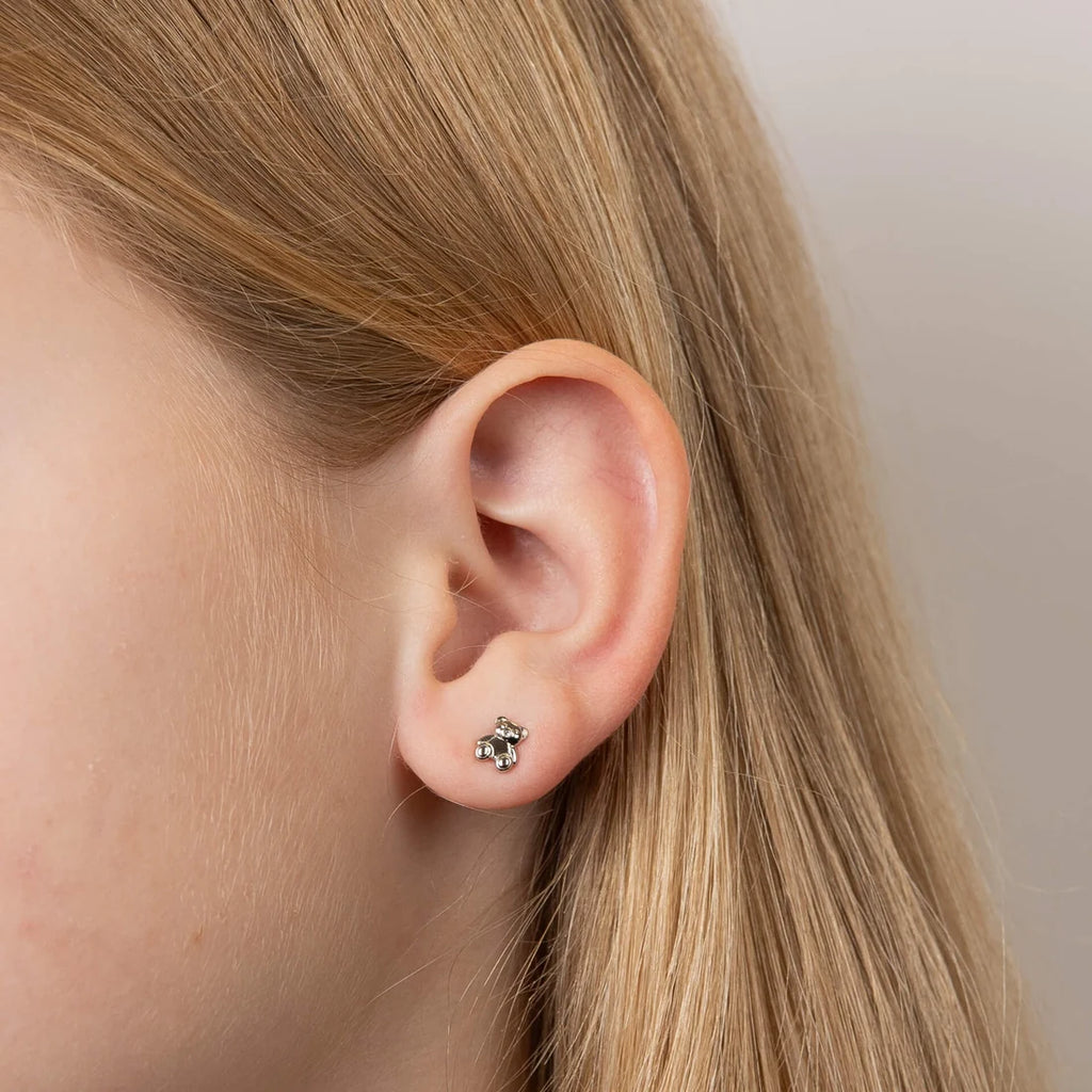 D for Diamond Teddy Bear Stud Earrings with Diamond E6431
