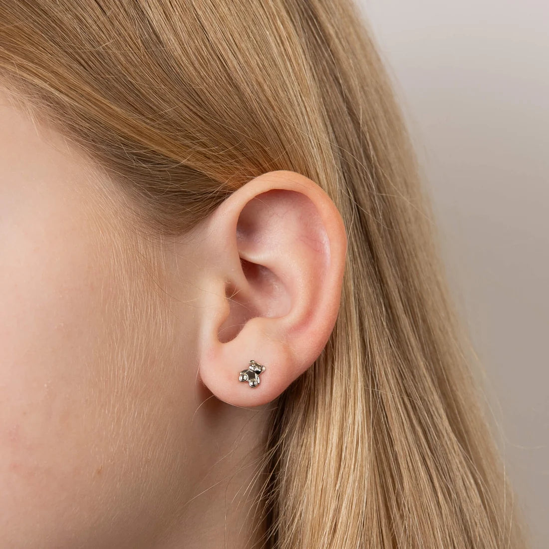D for Diamond Teddy Bear Stud Earrings with Diamond E6431